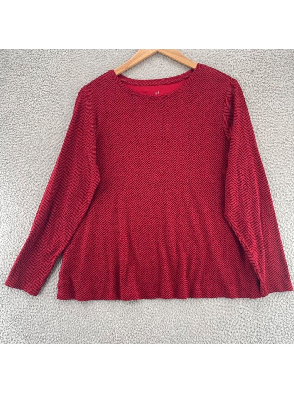 J Jill Top Womens Extra Large Red Striped Long Sleeve Pima Cotton Crew Neck Tee